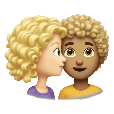 curly hair boy kiss a blonde girl  sticker