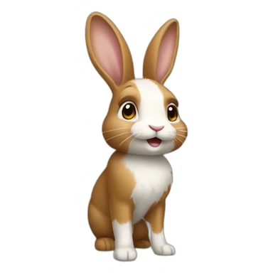 Lapin blanc et brun debout sticker