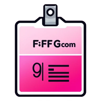 ID badge, transparent glass with bright pink gradient from #FF335F to #FF99AA, highlights and reflections, minimalistic sticker