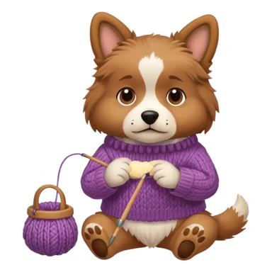 dog knitting a sweater sticker
