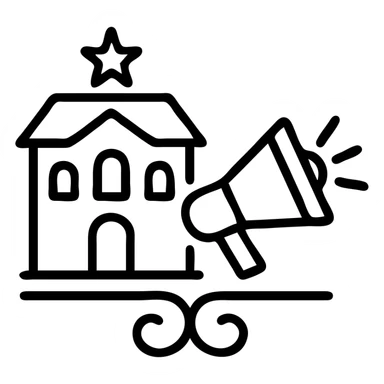 Ícono de real estate que refleje que tenemos un Marketing de lujo con Ejecución impecable, ya que las propiedades de nuestros clientes no solo se publican, sino que se les hace promoción activamente. Nuestro equipo especializado es experto en vender propiedades como lo hacen las marcas de lujo: con estrategia, estética y storytelling. sticker