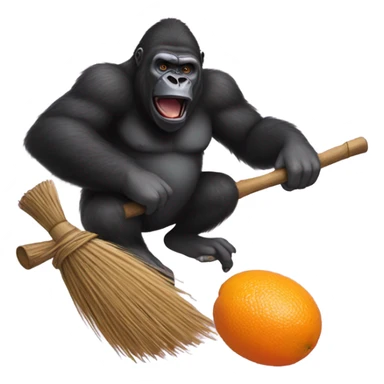 Gorilla on a broomstick flying over duck David while cooking oranges sticker