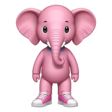 pink elephant wearing hightop sneakers sticker