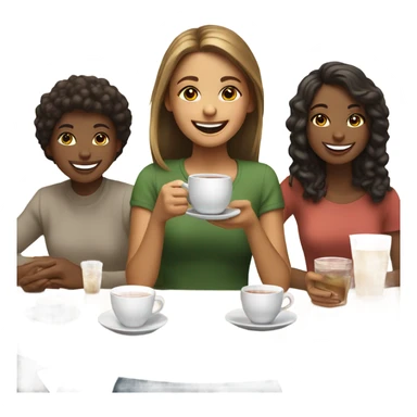 The girl is drinking tea with her friends sticker