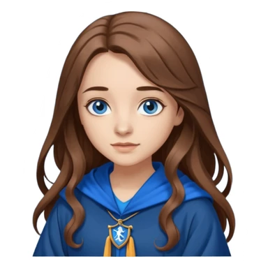 gorgeous Girl with light skin, blue eyes, long brown hair, wears a ravenclaw robes  sticker