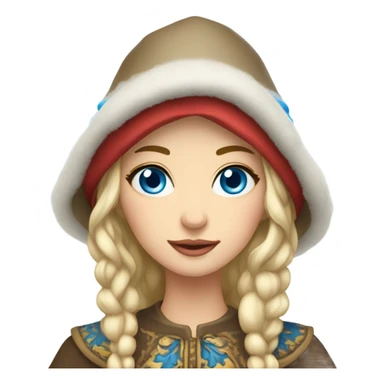 Winter Outfit, Slavic princess with a hat and blue eyes  sticker