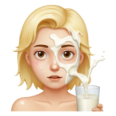 person with milk splattered on their face sticker