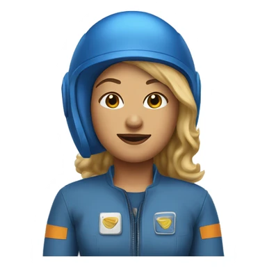 Honey blonde woman in blue helmet and blue flight jumpsuit  sticker