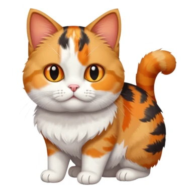 full body calico tabby + white cat with small head and short but chubby body sticker