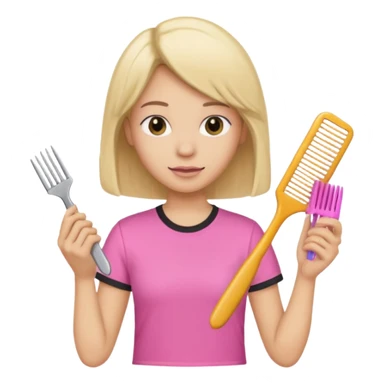 peluquera con camiseta rosa y peine en la mano sticker