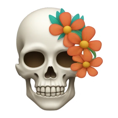 Skull with flowers on top left sticker