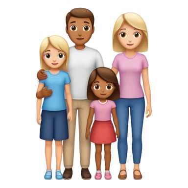 Family mom, dad, one boy, ad two girl sticker