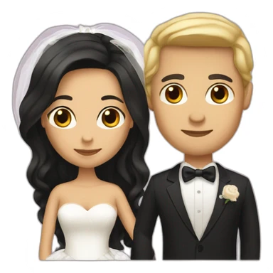 Tan Woman with dark brown hair and man with blonde hair getting married sticker