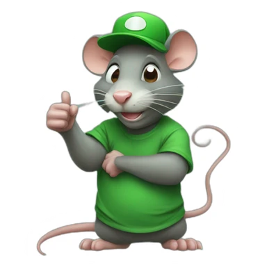 evil rat with a green cap and green tshirt giving thumbs up sticker