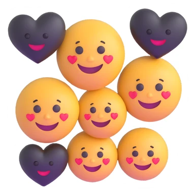 smiling face with 3 black hearts sticker