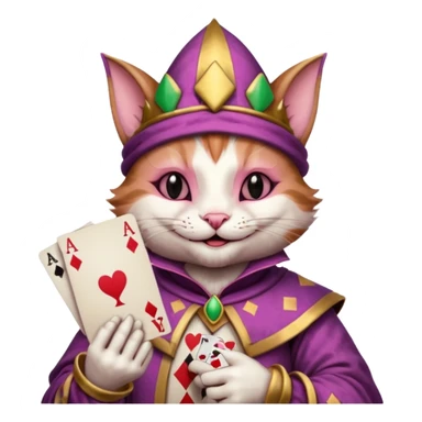 court jester cat medieval, poker card ace, pink, face only sticker