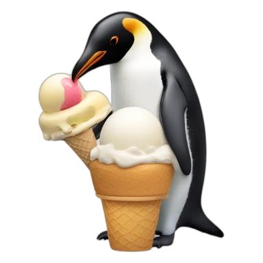 Ice cream eating a penguin sticker