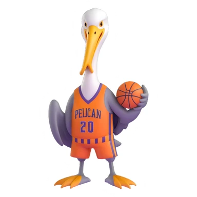 Pelican wearing New Orleans basketball jersey sticker
