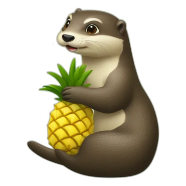 Une loutre à côté d’un ananas sticker