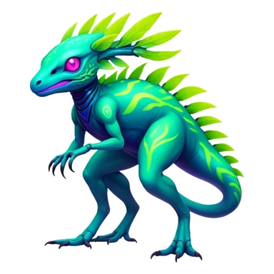 Tropical futuristic lush neon Fionbri-Vernid-creature (full body) sticker