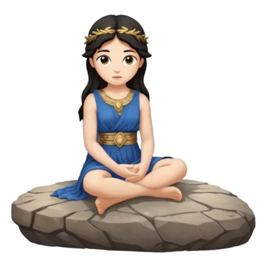 dark haired greek goddess sitting on a rock sticker