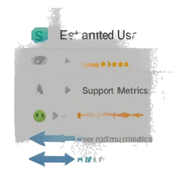 The words "Estimated Usage Metrics" at the top. An arrow in the middle pointing down to the text "Support-Metrics" sticker