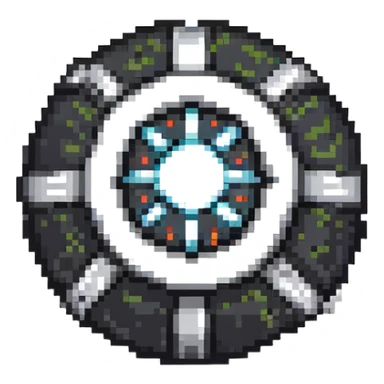 Black digital bomb with shuriken or ninja star fuse at the top, round black bomb body with silver/gray accents, pixel art style sticker