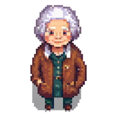 pensioner character, pixel art style sticker