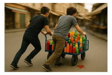 endi shu aravani bir balonchasi singan aka uka esa u ni yonida turganini yuzini ko'rsatmasdan tasvirla sticker