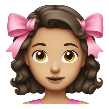 brunette girl with pink bow  sticker