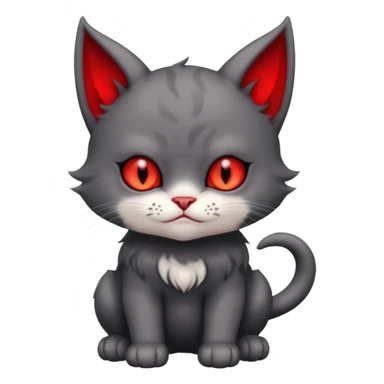 charcoal grey and white baby devil cat sticker