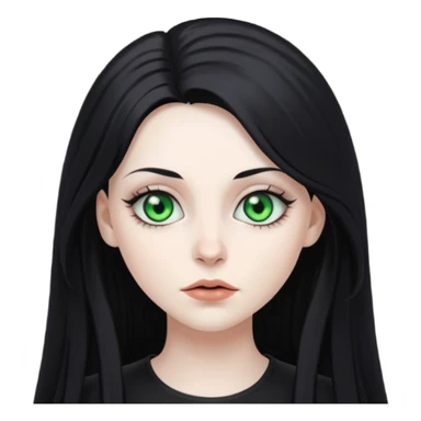 Goth white gf with green eyes and long black hair sticker