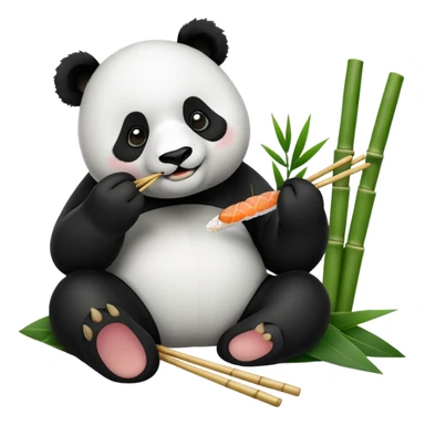 panda eating sushi sticker
