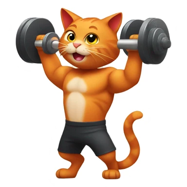 the red cat is to lift dumbbells sticker