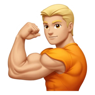 "Create a high-quality, glossy emoji-style illustration of a flexed biceps (💪). Use smooth gradients, rounded shapes, clean vector-style design, soft shadows, and vibrant colors. The result should look like an official modern emoji, crisp and polished." sticker