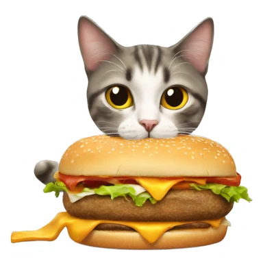 Cat eating cheeseburger  sticker