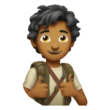 Young adventure guy thumps up indian sticker