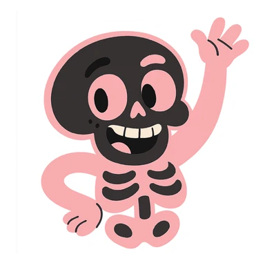 gothic skull, black and pink colors, pastel toon style sticker