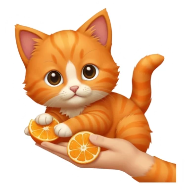 hand petting orange kitten sticker