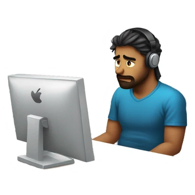 sad gamer on behind computer sticker