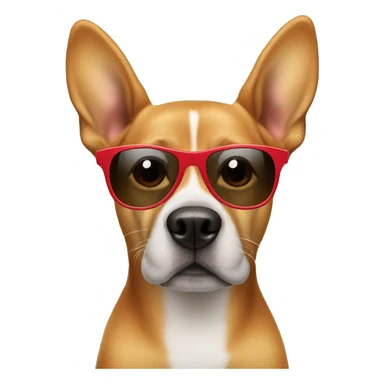 Dog wearing sunglasses with a red shirt  sticker