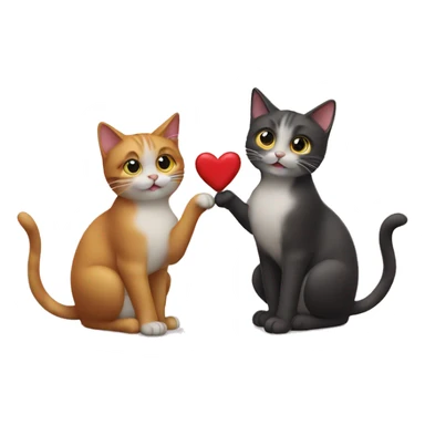 two cat making a heart with their tails sticker