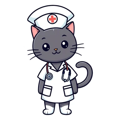Black cat nurse sticker