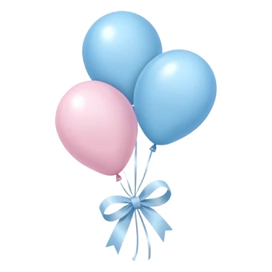 Light pink and pastel blue balloons tied together by a white ribbon sticker