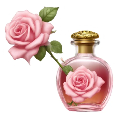 Rose magic fairy sparkling old Antique oil perfume bottle with herbal and rose flowers sticker