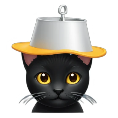 Black cat with a bucket on its head sticker
