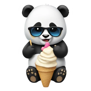 Panda wearing sunglasses with a hoodie eating an ice cream  sticker