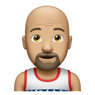  Bald white guy with goatee who looks scarred wearing a American flag tank top  sticker