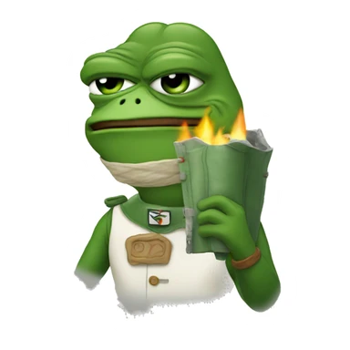 pepe with rocket  sticker