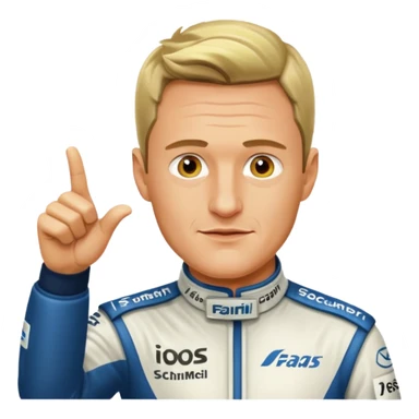 Ralf Schumacher pointing at Ralf Schumacher sticker